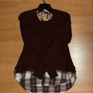 Loft Sweater with Flannel built into Bottom Sz S